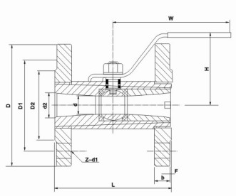 广式法兰球阀结构图