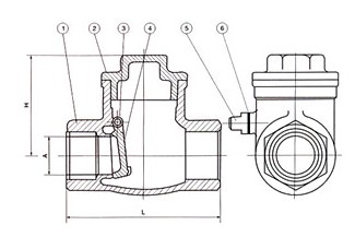 H14W内螺纹不锈钢旋启式止回阀